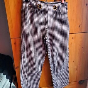 Miaou Black & White Checked Wool Flannel Cropped Pants Size 28